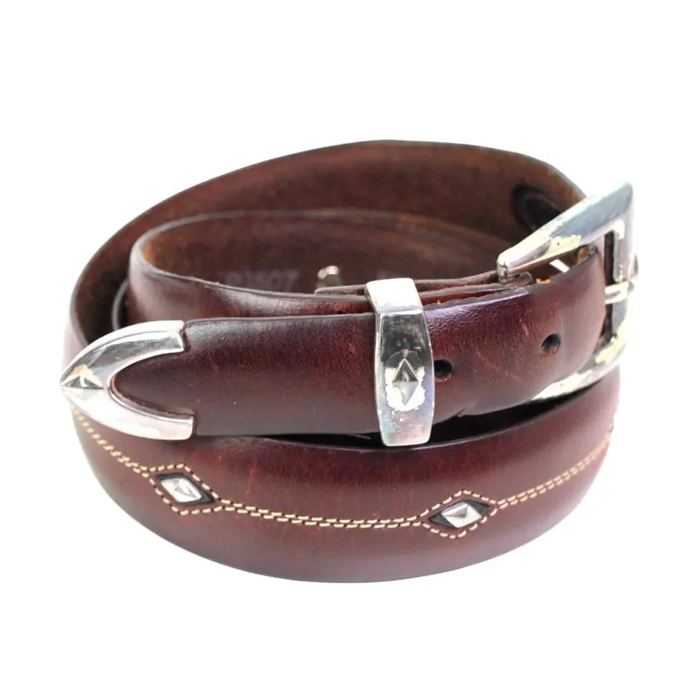 BRIGHTON BROWN REAL LEATHER 1 1/4